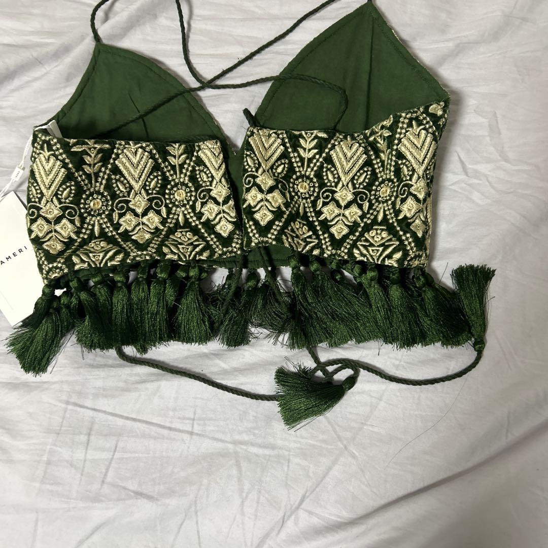 Ameri INDIA EMBROIDERY BUSTIER【カーキ】