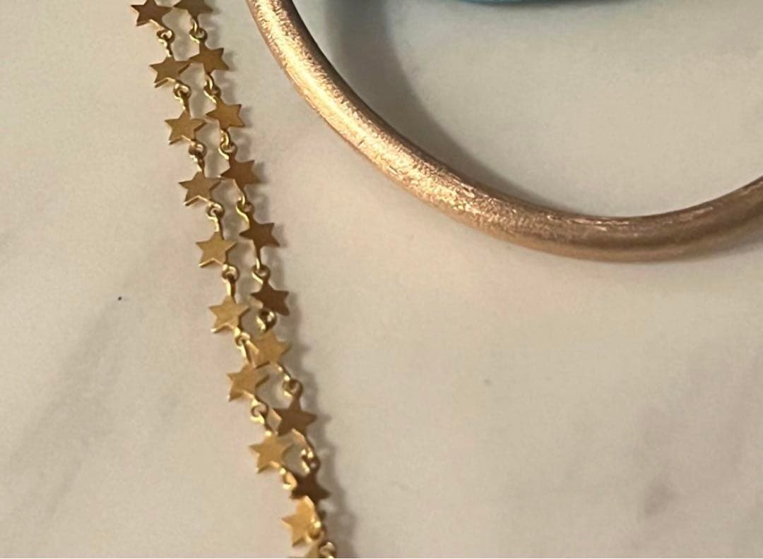 豪華　K18 バングル　ピンクゴールド　マットよりのスターダスト加工