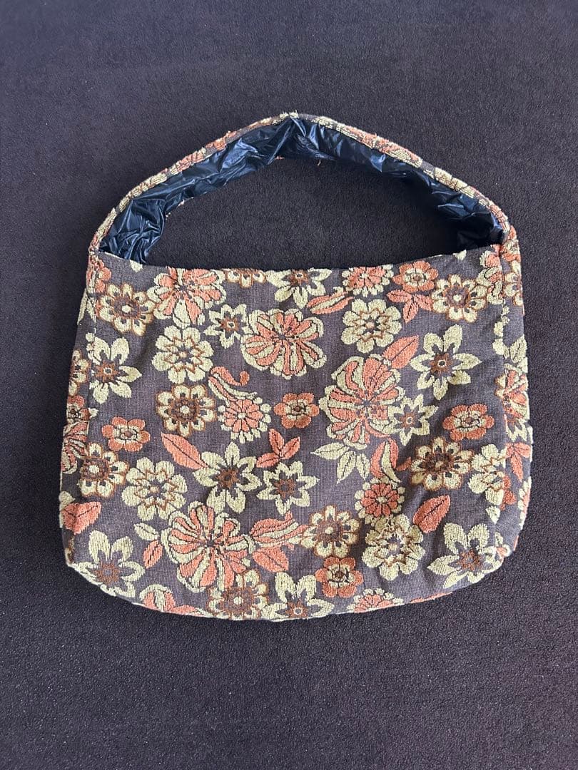 INSCRIRE アンスクリアフラワーパイルショルダーバッグ オレンジ