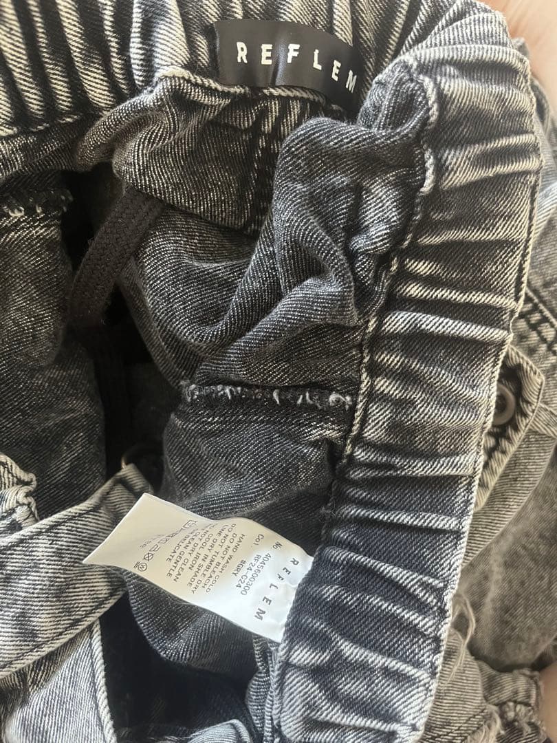 REFLEM レフレム クロスパッチ ワイドデニム カーゴパンツ グレー