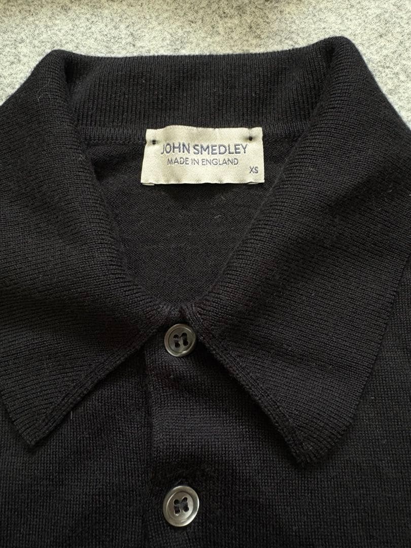JOHN SMEDLEY ジョンスメドレー ウールニット ポロシャツ BLACK