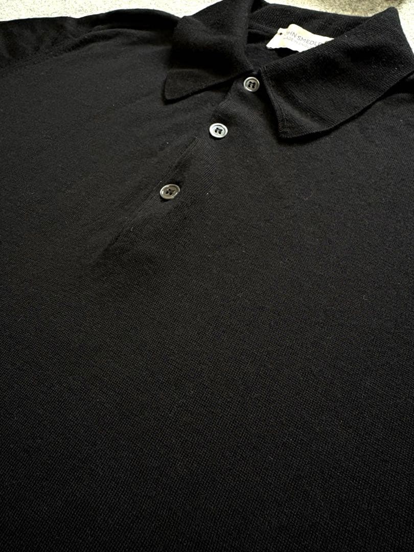 JOHN SMEDLEY ジョンスメドレー ウールニット ポロシャツ BLACK