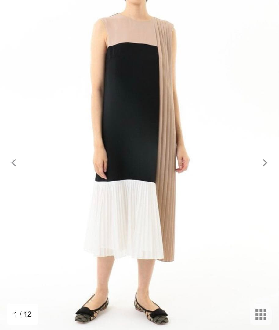 カラーブロックプリーツワンピース/ グレースコンチネンタル