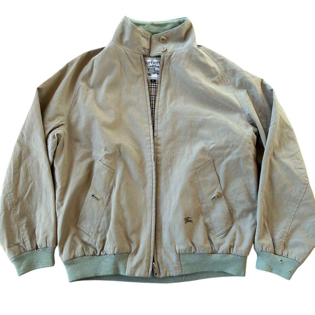 【美品】 バーバリー ハリントンジャケット ベージュ ノバチェック L 90s