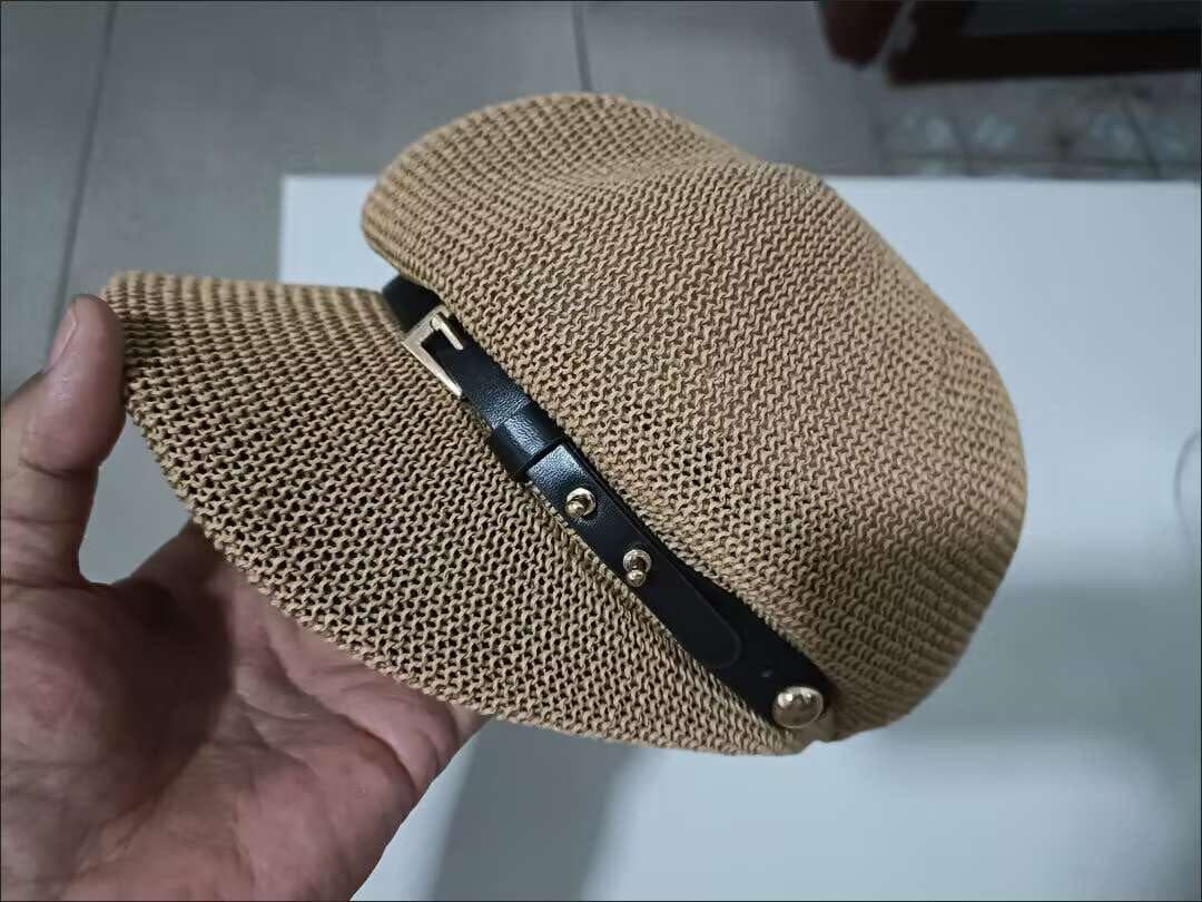 ベージュ メッシュキャップ 麦わら帽子