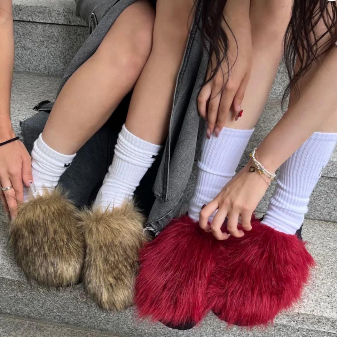 HTH ファーサンダル　秋冬　厚底