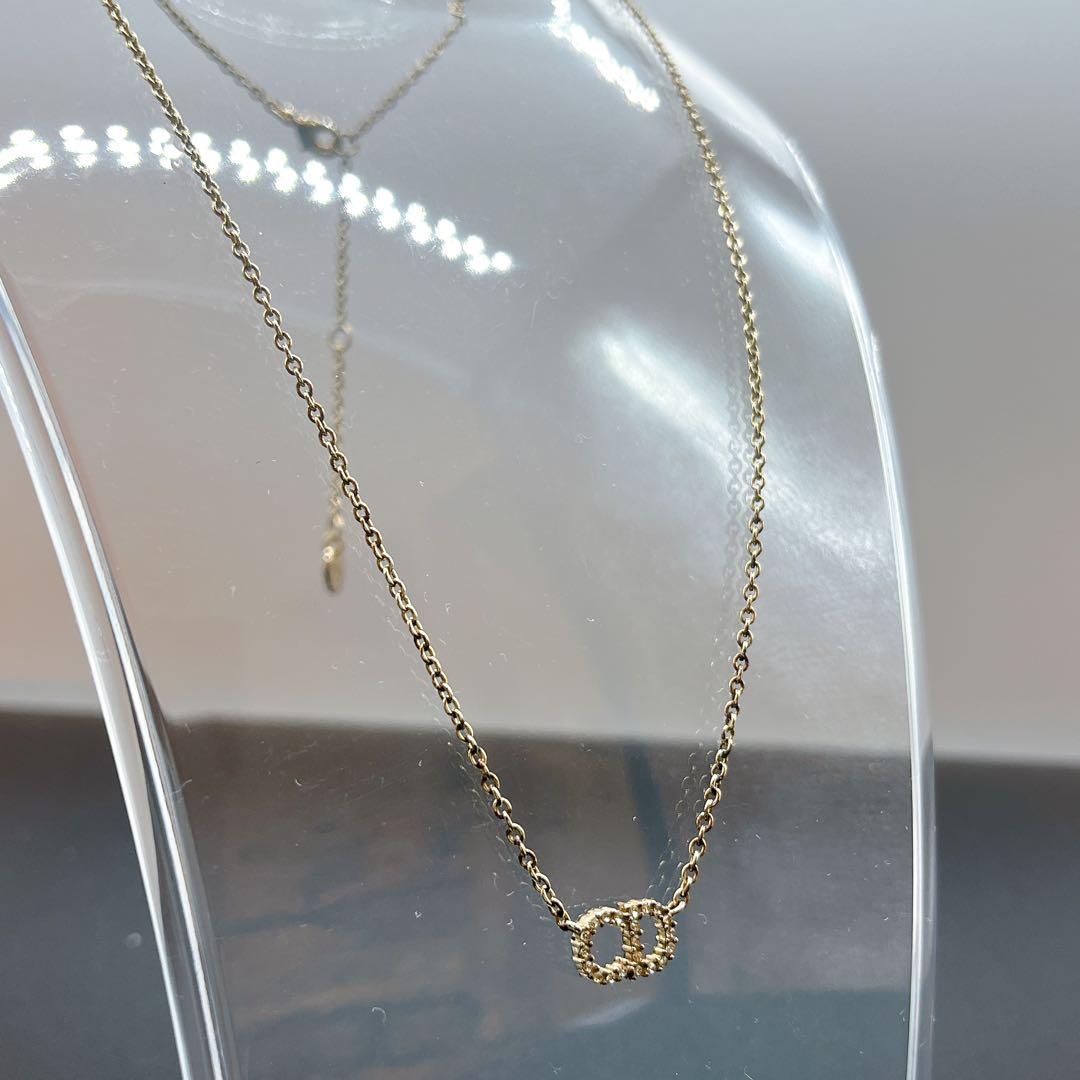 【Christian Dior】CDロゴ ネックレス ゴールド ラインストーン