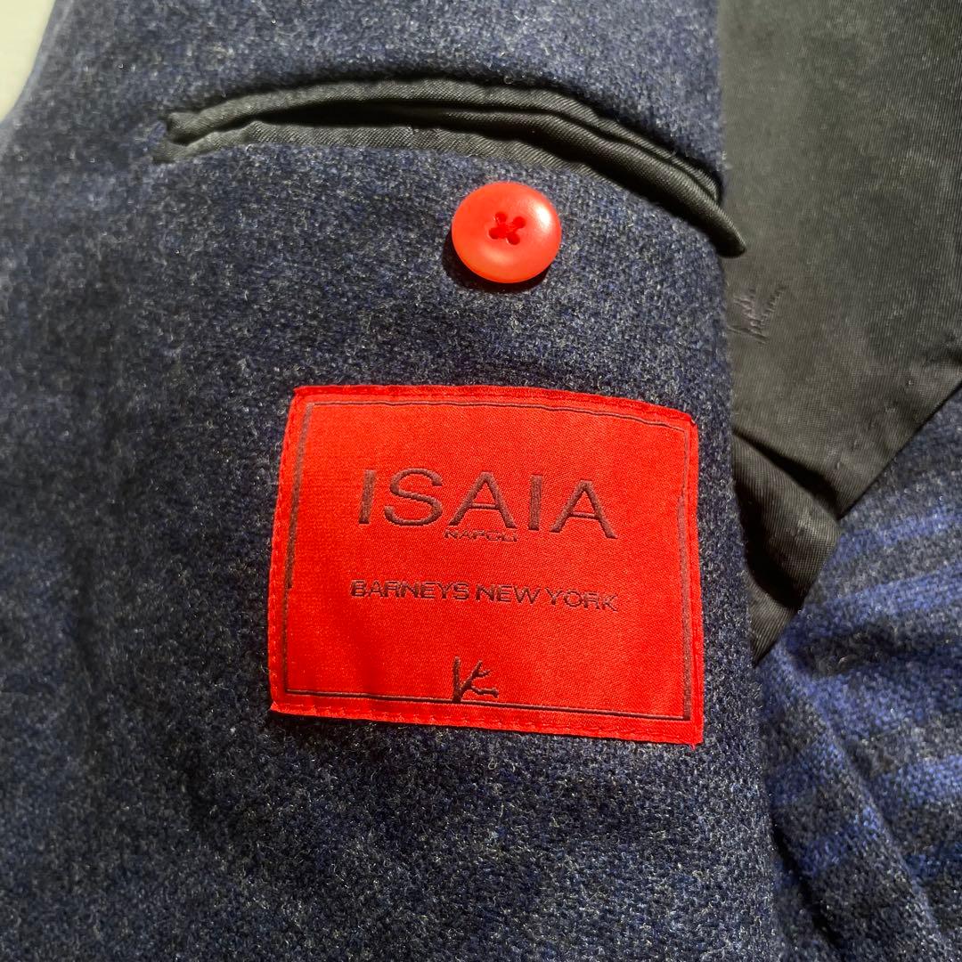入手困難✨ イザイア テーラードジャケット カシミヤ素材 チェック柄 ネイビー