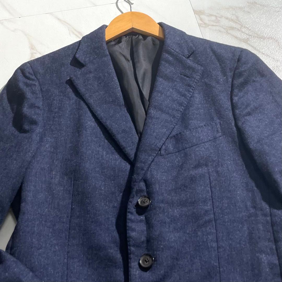 入手困難✨ イザイア テーラードジャケット カシミヤ素材 チェック柄 ネイビー