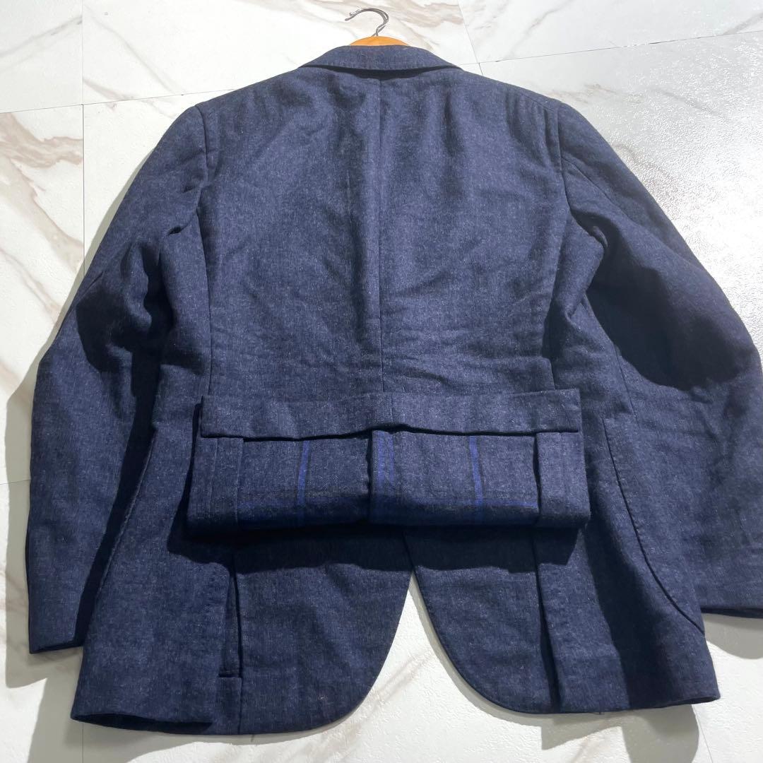 入手困難✨ イザイア テーラードジャケット カシミヤ素材 チェック柄 ネイビー