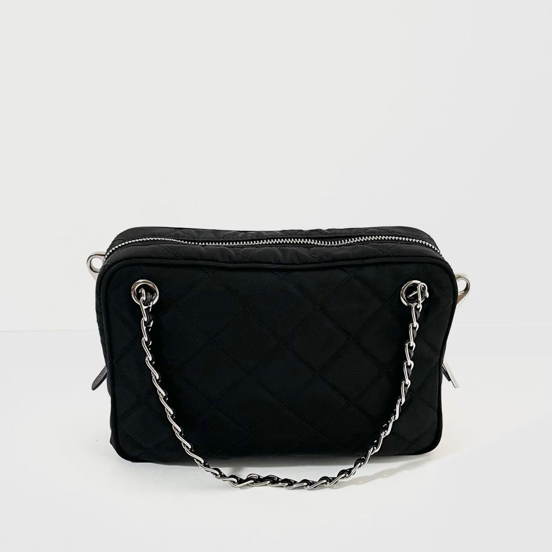 【良品】PRADA プラダ 2way チェーン ハンドバッグ キルティング 黒