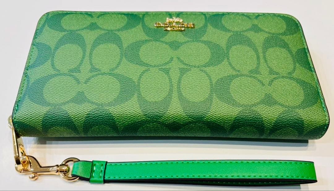 COACH コーチ　グリーン 長財布　c4452