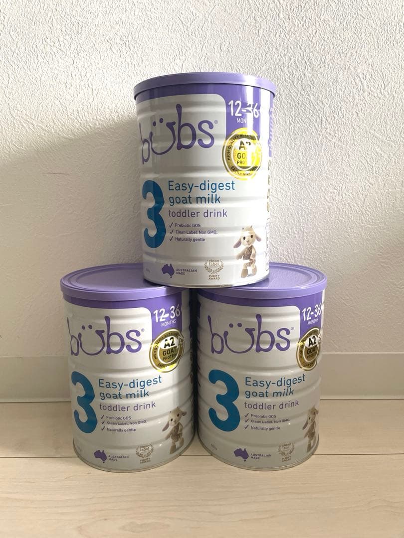 bubsバブズ ヤギ山羊A2粉ミルクステップ3(12〜36ヶ月)3缶