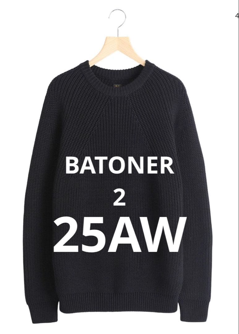 BATONER バトナー シグネチャー クルーネックニット ブラック 2