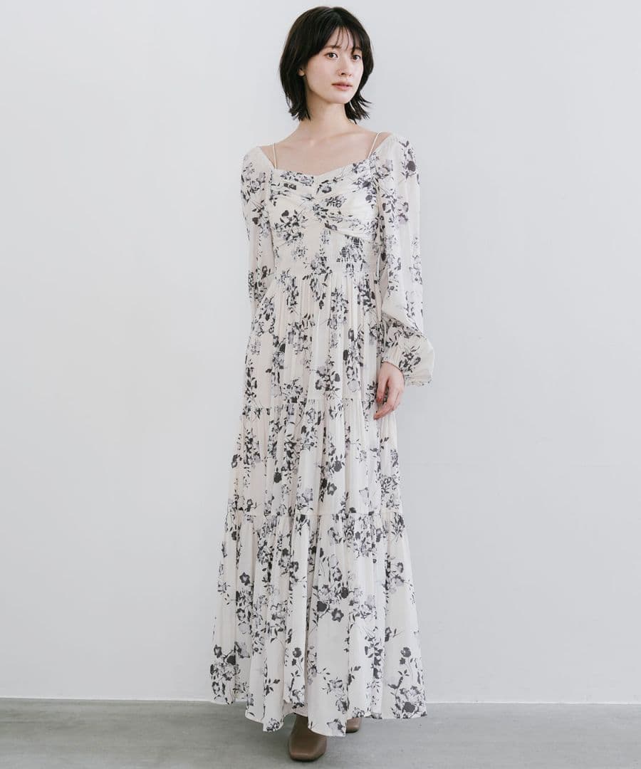 実物写真掲載 大人気完売 ココディール シャーリングティアードフラワーワンピース