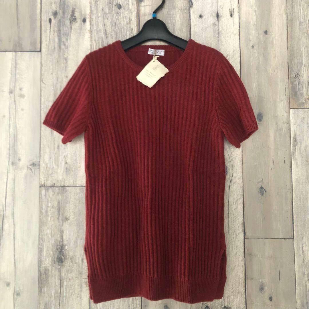 [新品未着用]ブルネロクチネリ カシミヤ100% 赤 半袖