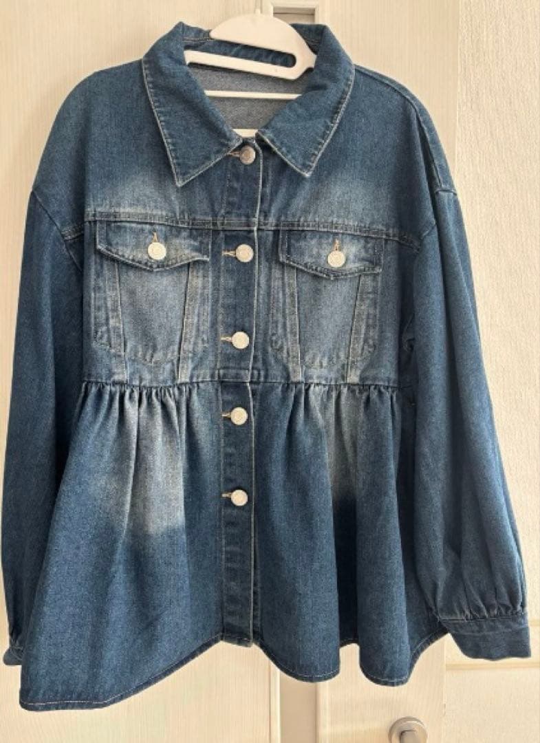 プロズヴェール　オーバーサイズギャザーペプラムデニムジャケット　M