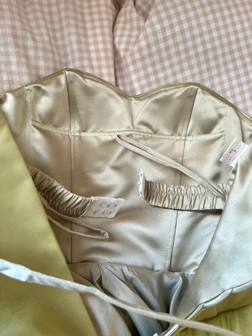 ソフトチュール カラードレス Aライン ピスタチオグリーン 刺繍