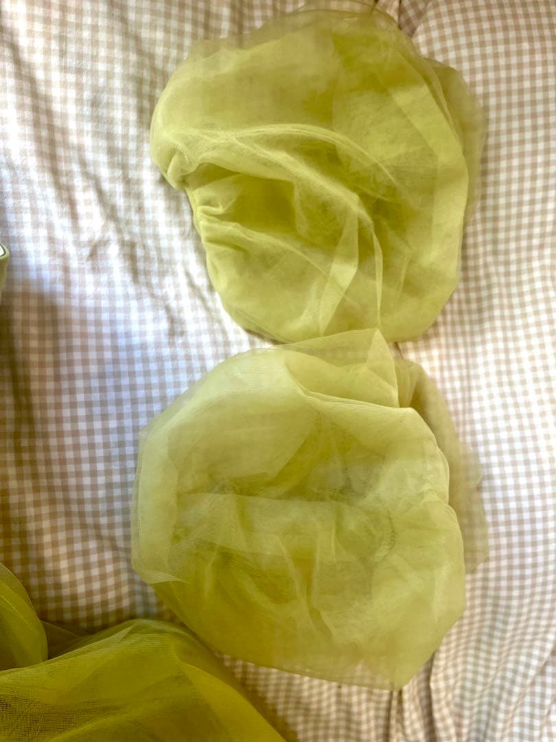 ソフトチュール カラードレス Aライン ピスタチオグリーン 刺繍