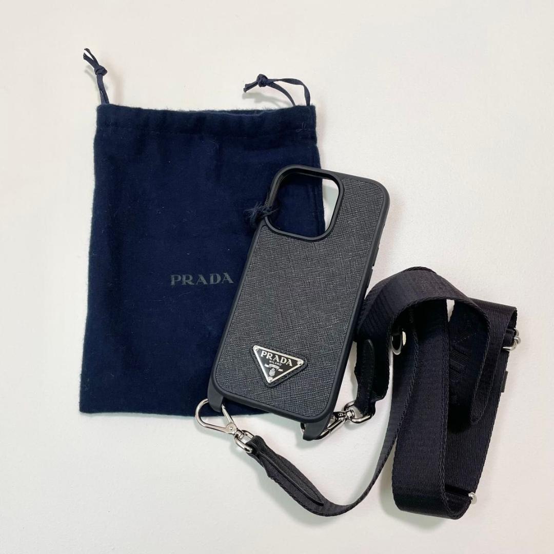 プラダ iPhone 14 Pro スマホケース ストラップ 黒 新品未使用