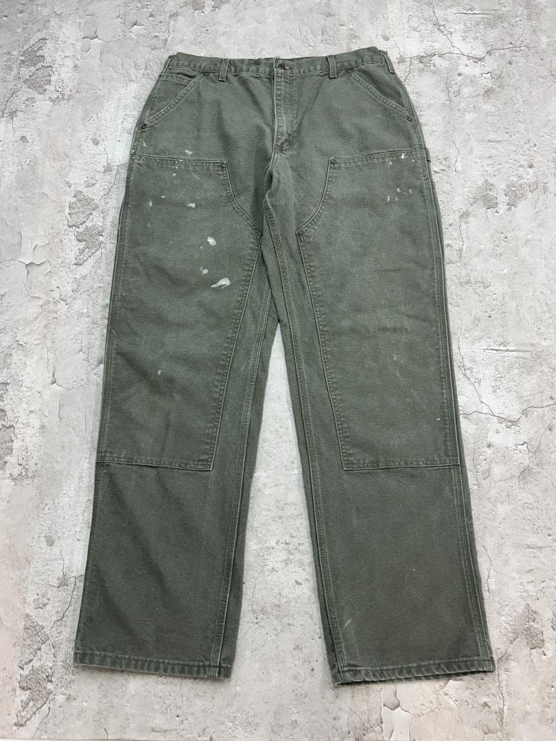 け*ん様 00s　カーハート　ダブルニーダックペインターパンツ　W35　モスグリ