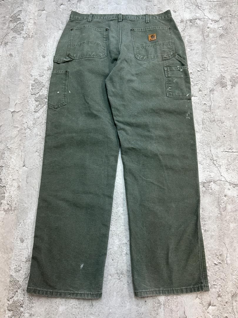 け*ん様 00s　カーハート　ダブルニーダックペインターパンツ　W35　モスグリ
