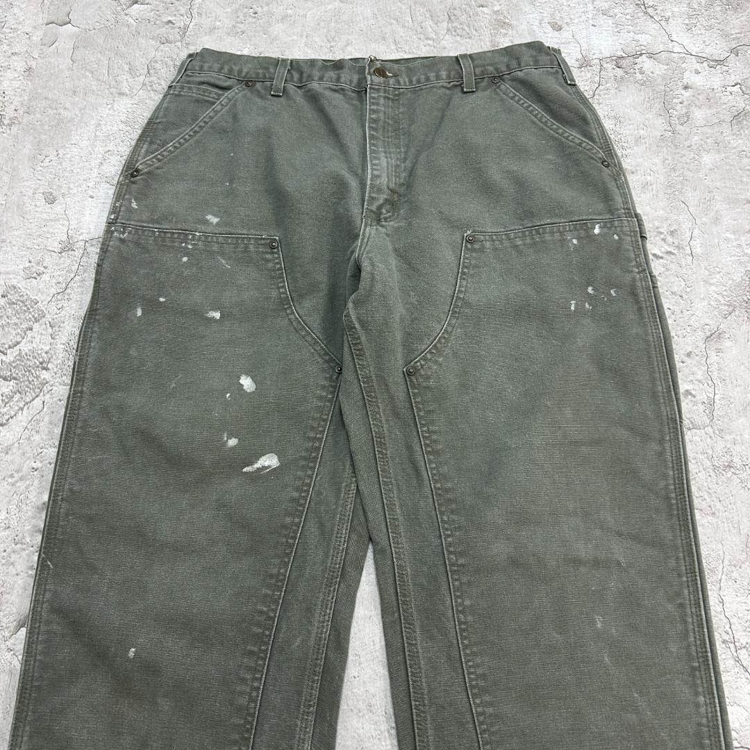 け*ん様 00s　カーハート　ダブルニーダックペインターパンツ　W35　モスグリ
