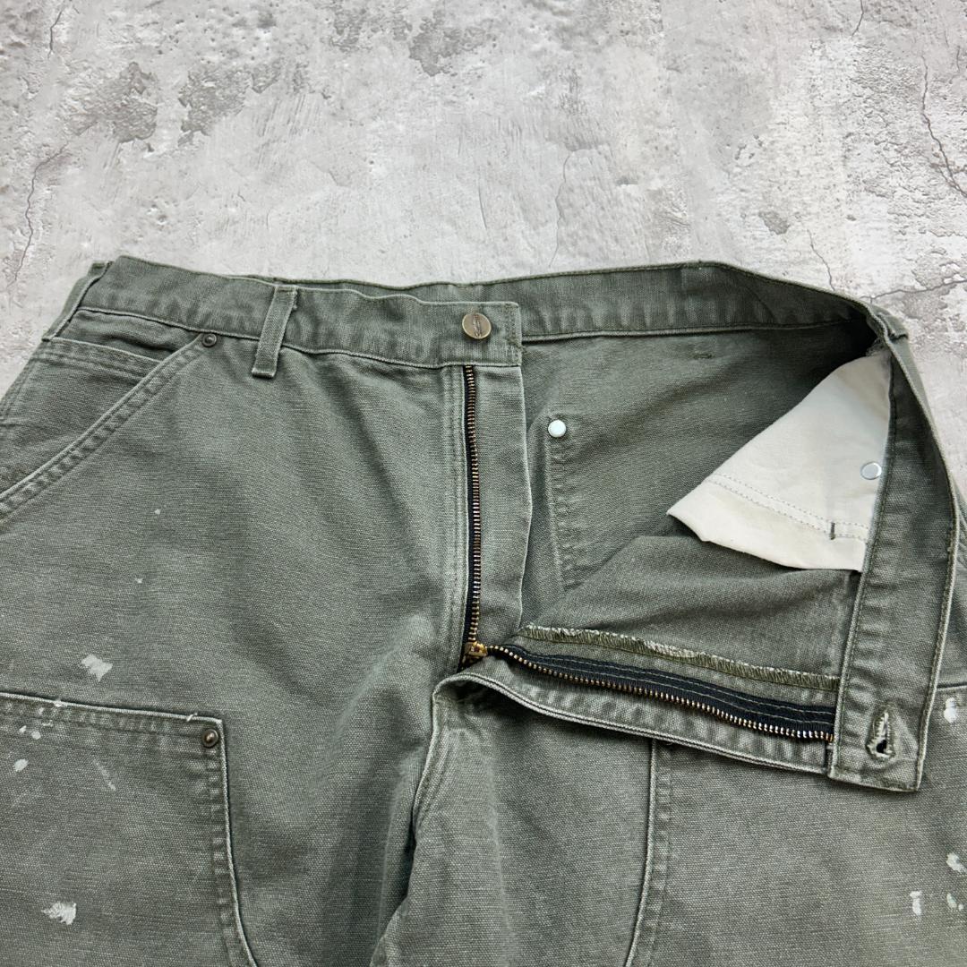 け*ん様 00s　カーハート　ダブルニーダックペインターパンツ　W35　モスグリ