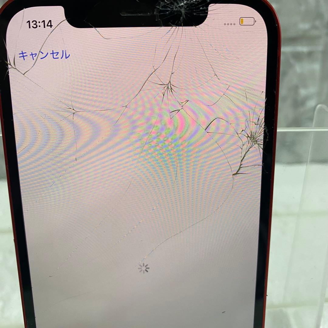 画面破損あり動作良好！iPhone 12レッド 本体のみ バッテリー76%