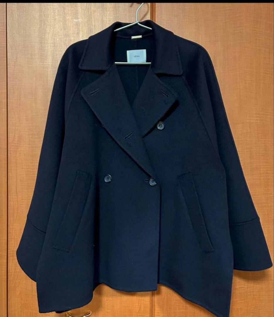 【新品未使用】IENA スーパー160ダブルフェイスショートコートネイビー36