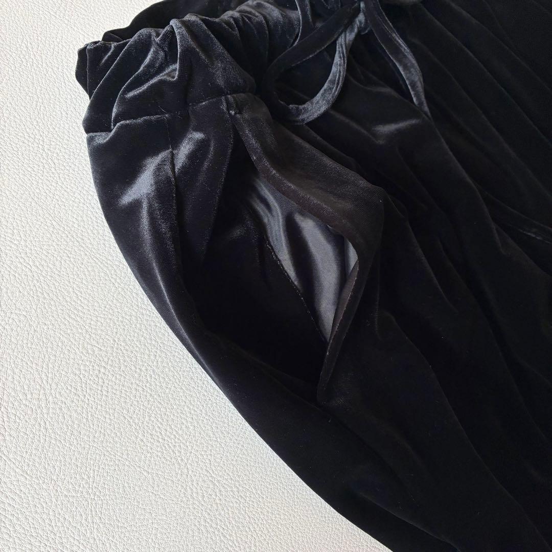 OHGA オーガ　ベロアパンツ　ドロストパンツ　ブラック　S