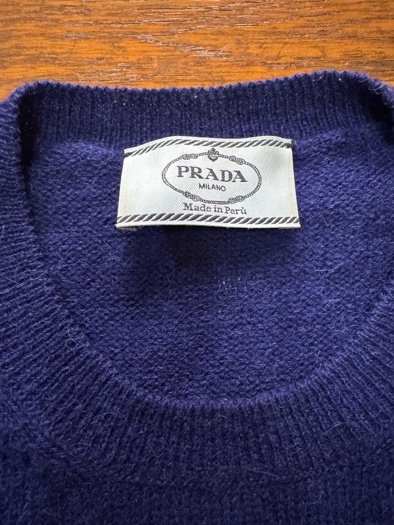 PRADA アルパカ クルーネックニット ブルー サイズ46