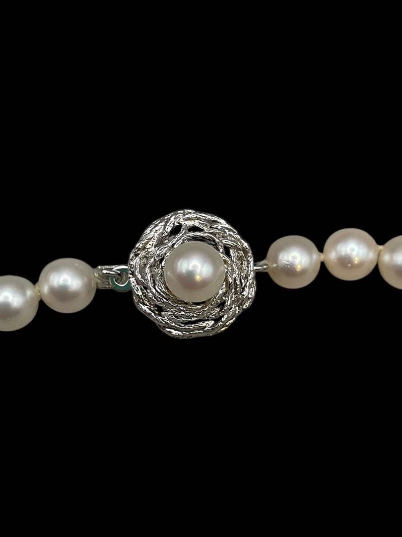 シ*マ様 中古美品パール真珠パールネックレス金具シルバー刻印