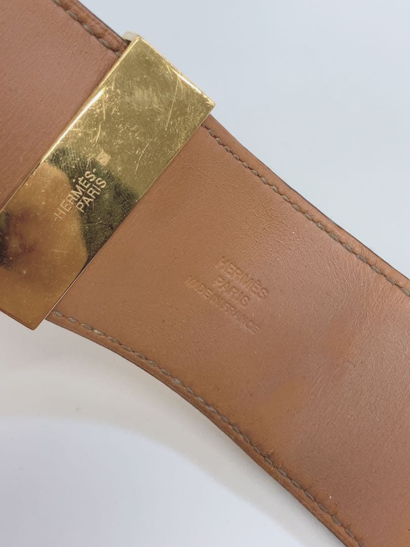 ★HERMES コリエドシアン ブレスレット レザー バングル ゴールド金具