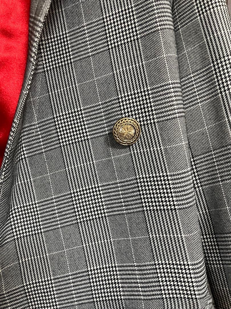 【美品】人気 Doss Diosas チェックジャケット 赤裏地 38