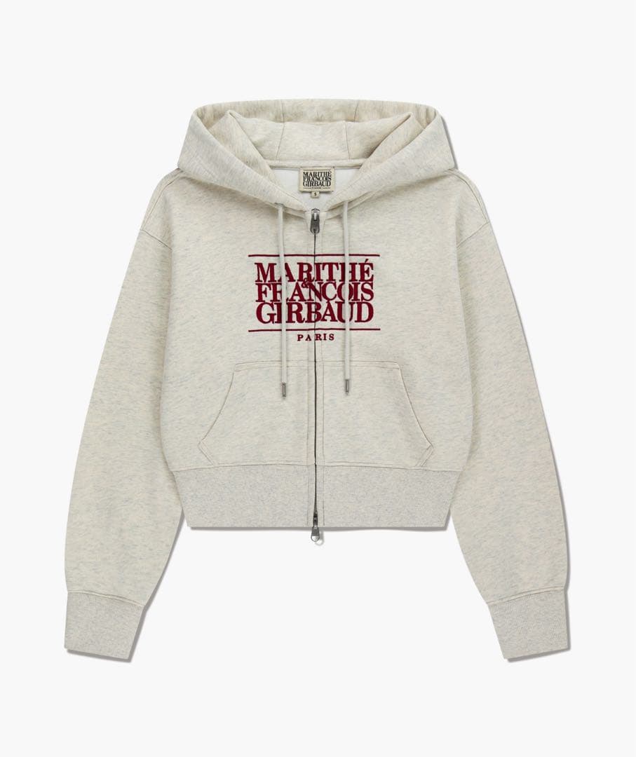 トップス W EMBROIDERY CLASSIC LOGO CROP HOODIE