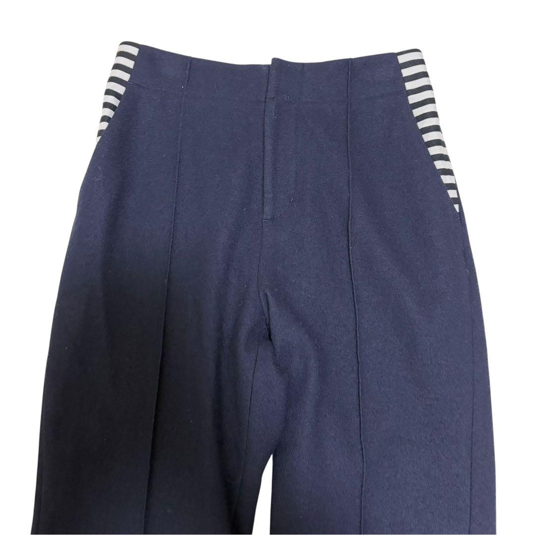 ボーダーズアットバルコニー　パンツ　ブラック　ストレート　ウール　S 黒