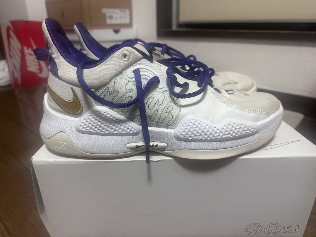 NIKE PG-5バスケットボールシューズ ホワイト/パープル