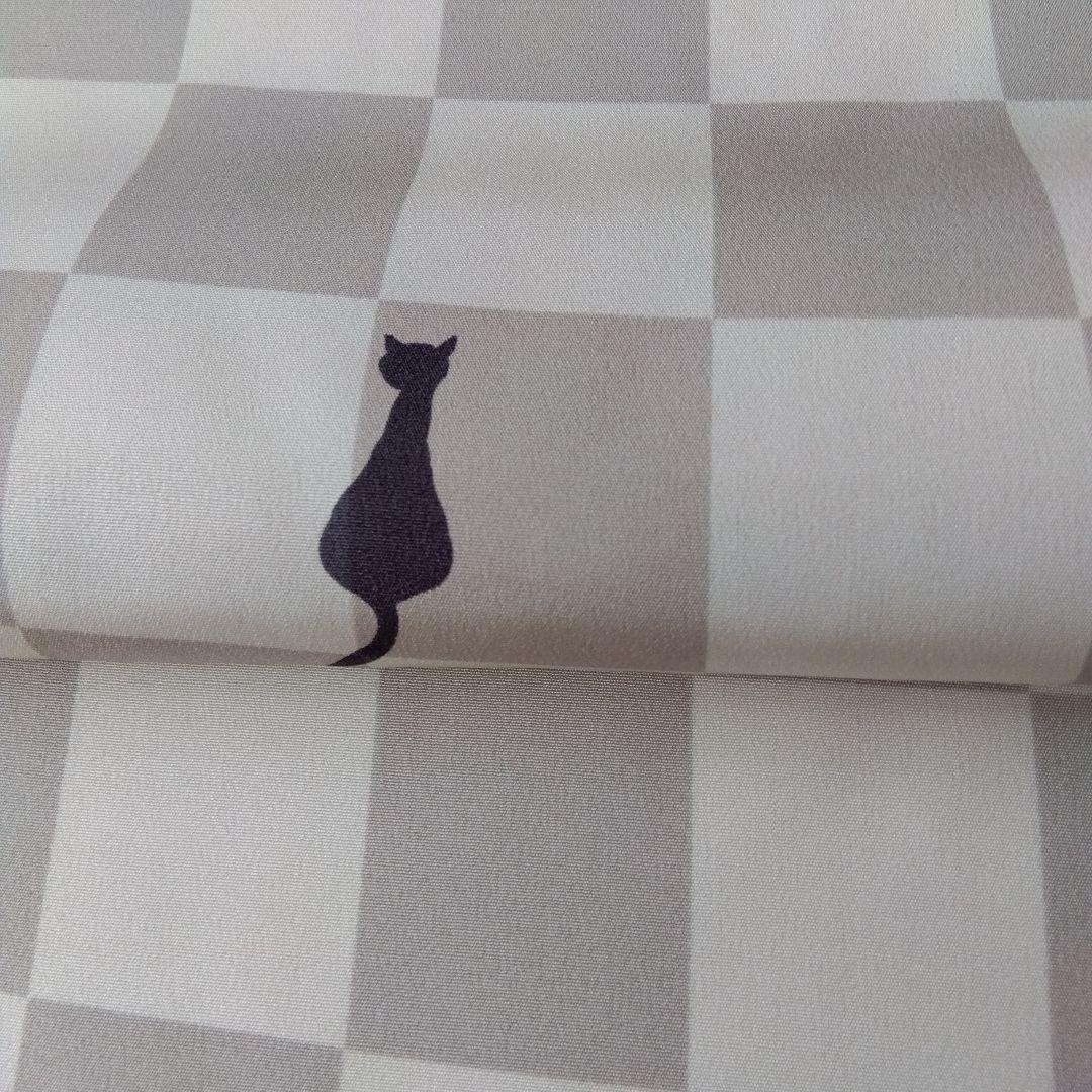 長襦袢地　反物　正絹　猫柄　市松柄　一筋弥工房　新品