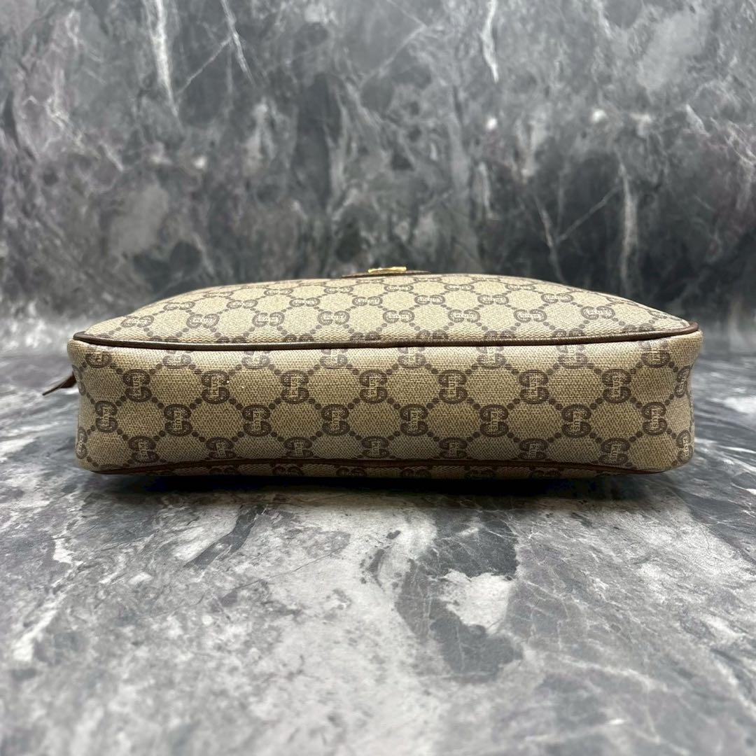 ✨美品✨GUCCI クラッチバッグ GG ブラウン ベージュ ロゴ レザー 金具