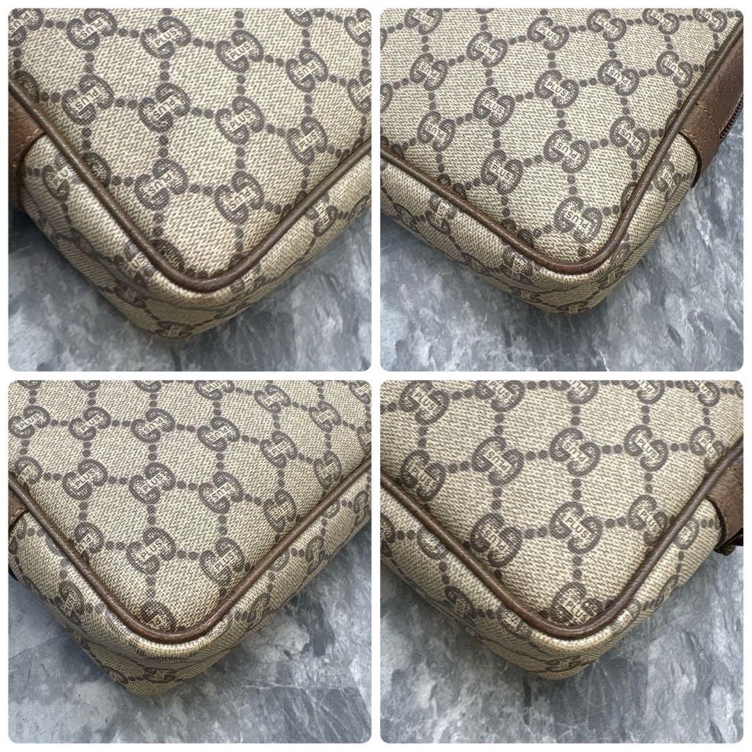 ✨美品✨GUCCI クラッチバッグ GG ブラウン ベージュ ロゴ レザー 金具