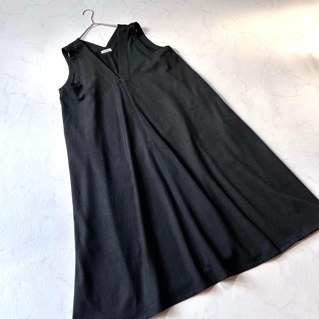 美品 プランテーション Vネック ジャンパースカート ロングワンピースワイド