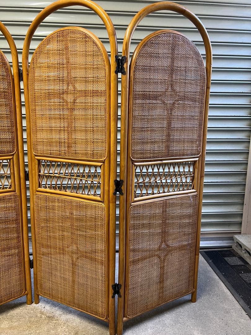 籐の衝立 4連 高さ約135 幅約46✖️4 部屋の簡易仕切り 着替時などに便利