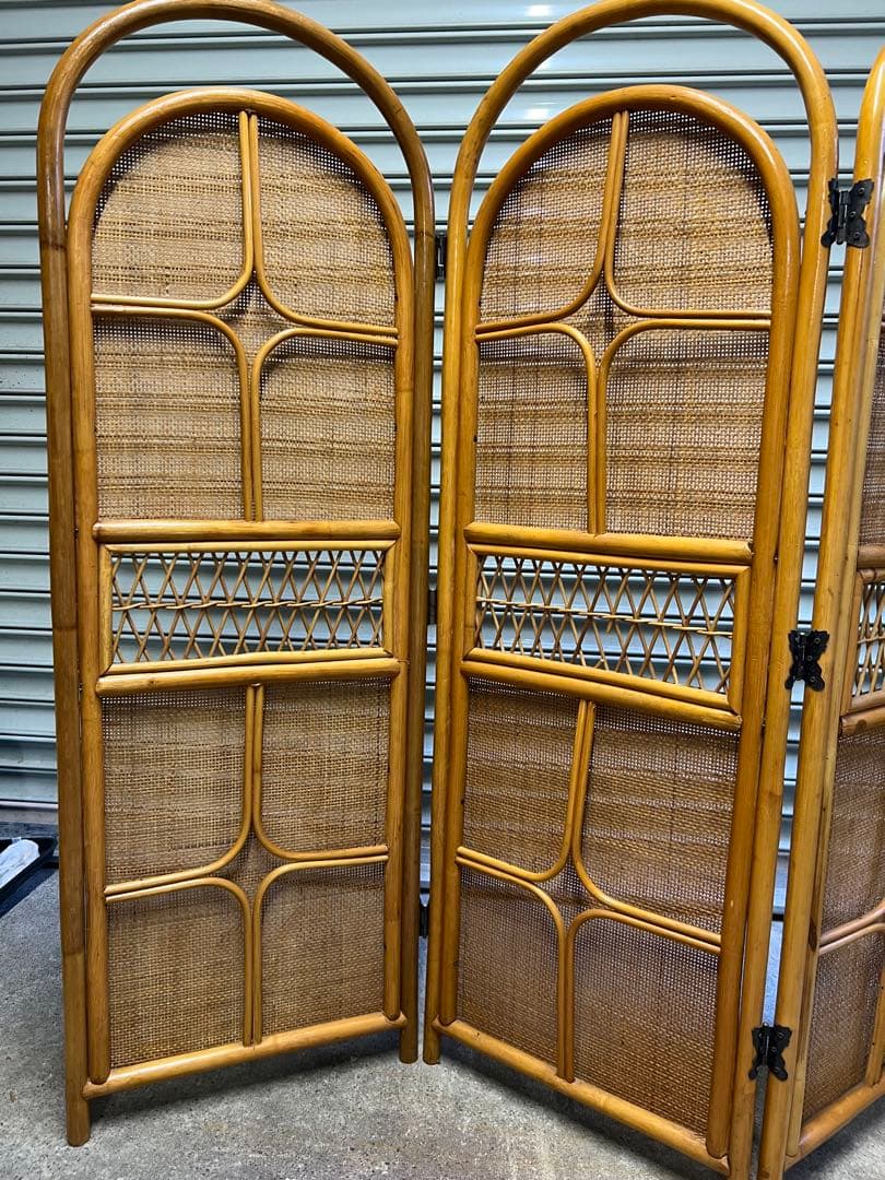 籐の衝立 4連 高さ約135 幅約46✖️4 部屋の簡易仕切り 着替時などに便利