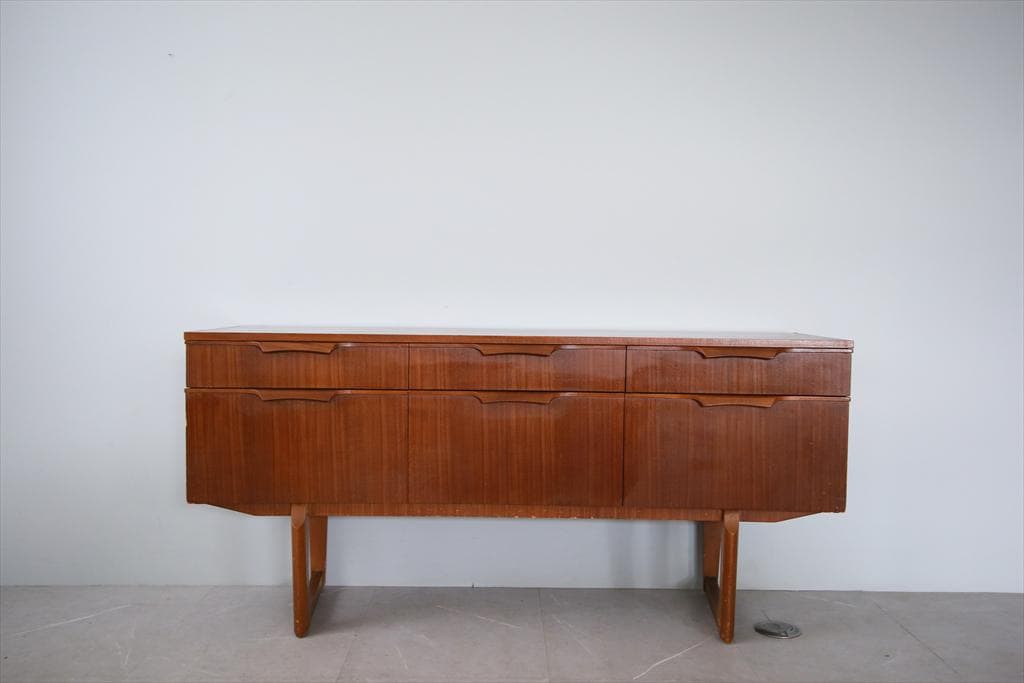 英国アンティークチーク古木サイドボード/木製机/テレビ台キャビネット92-250