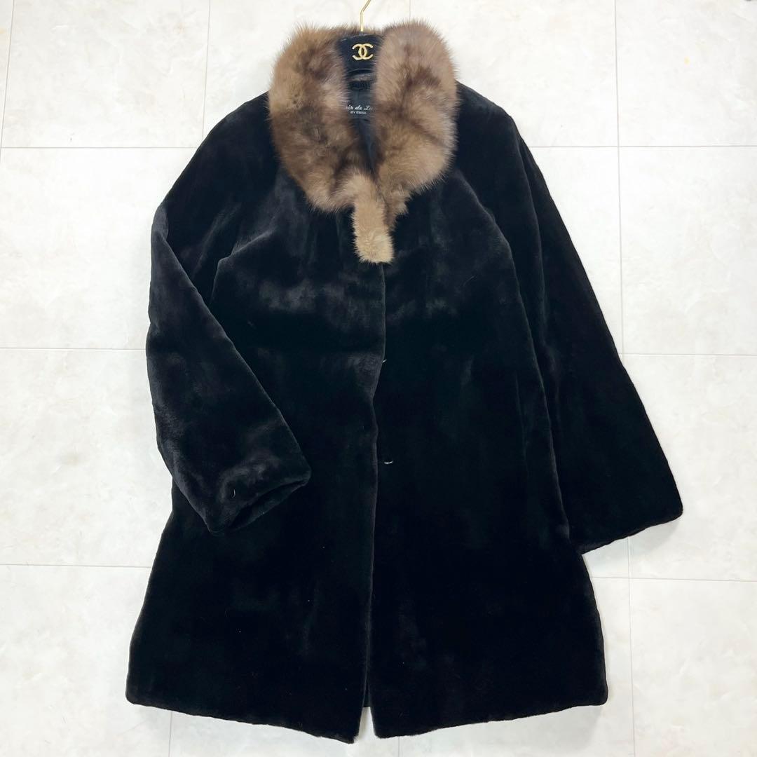 【美品】EMBA ロシアンセーブル&シェアードミンク ファーコート サイズF