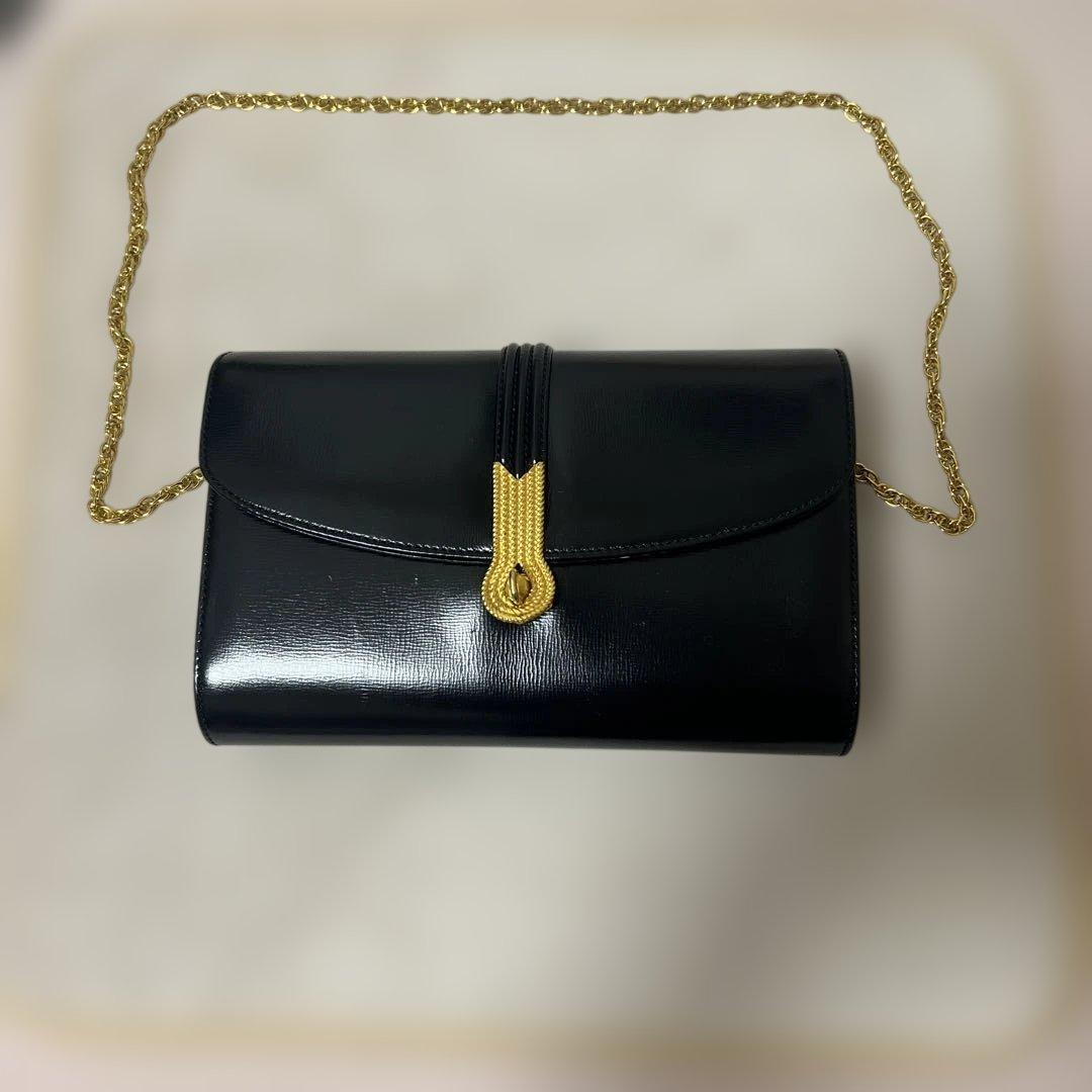 MORABITO 黒 クラッチバッグ ゴールドチェーン