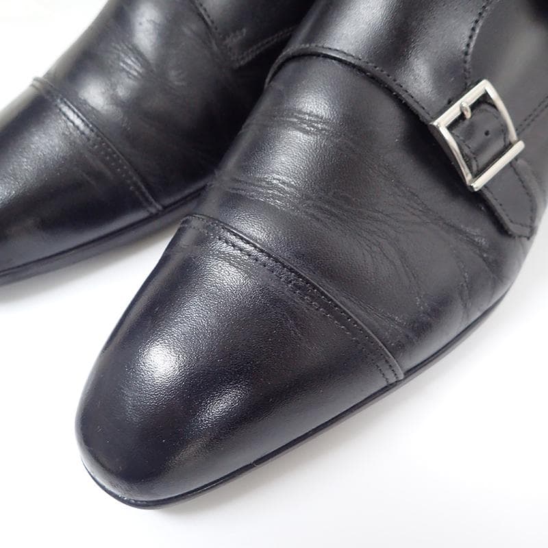 三陽山長 ダブルモンク ビジネスシューズ ブラック 26.0cm 元箱付き