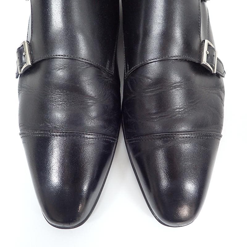 三陽山長 ダブルモンク ビジネスシューズ ブラック 26.0cm 元箱付き