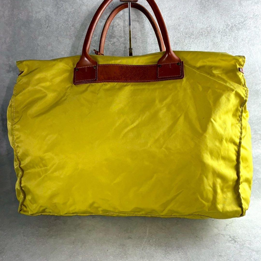 良品 フェリージ P4 レザー ナイロン 2WAY ボストンバッグ イエロー